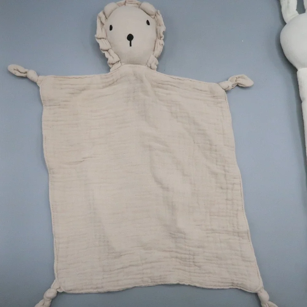 2 Muslin Bunny Lion Lovey Security Blanket Rabbit‎ Animal Toy Lot